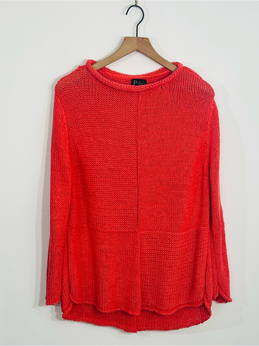 Pure Handknit Long Sleeve Relaxed Fit High Low Boho Casual Top Size Medium Large